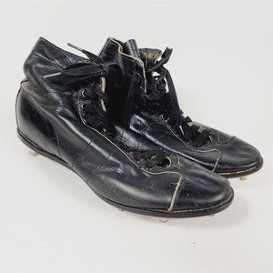 Vintage MacGregor Mens Black Leather Football Shoes Cleats HighTop Size 9 E
